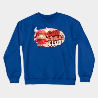 Cute Cow personified with red jacket Kids Crewneck Sweatshirt